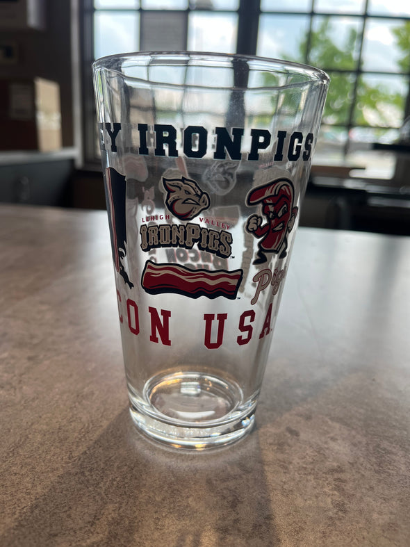 16OZ PINT IRONPIGS Logo Glass