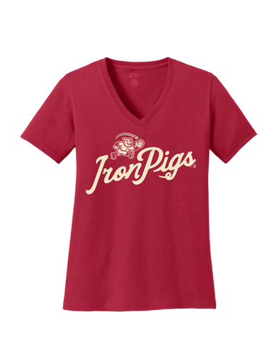 Lehigh Valley IronPigs Womens Fauxback V-Neck Tee