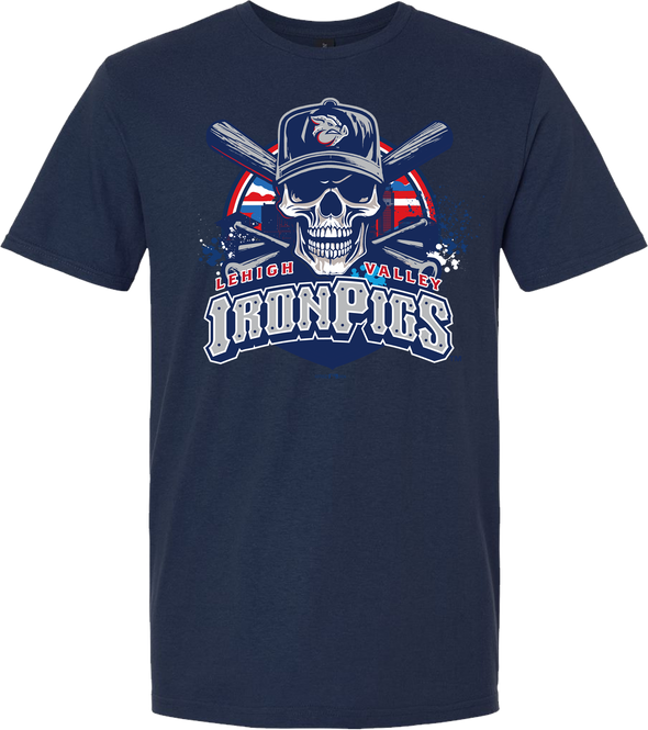Lehigh Valley IronPigs Skull W Bats Mens Tee