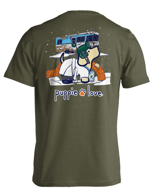 Puppie Love Christmas RV Pup Adult Tee
