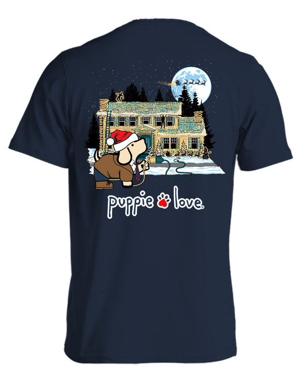 Puppie Love Xmas House Adult Tee