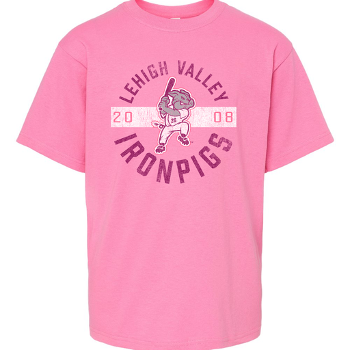 Lehigh Valley IronPigs YOUTH VINTAGE CIRCLE BATTER TEE PINK